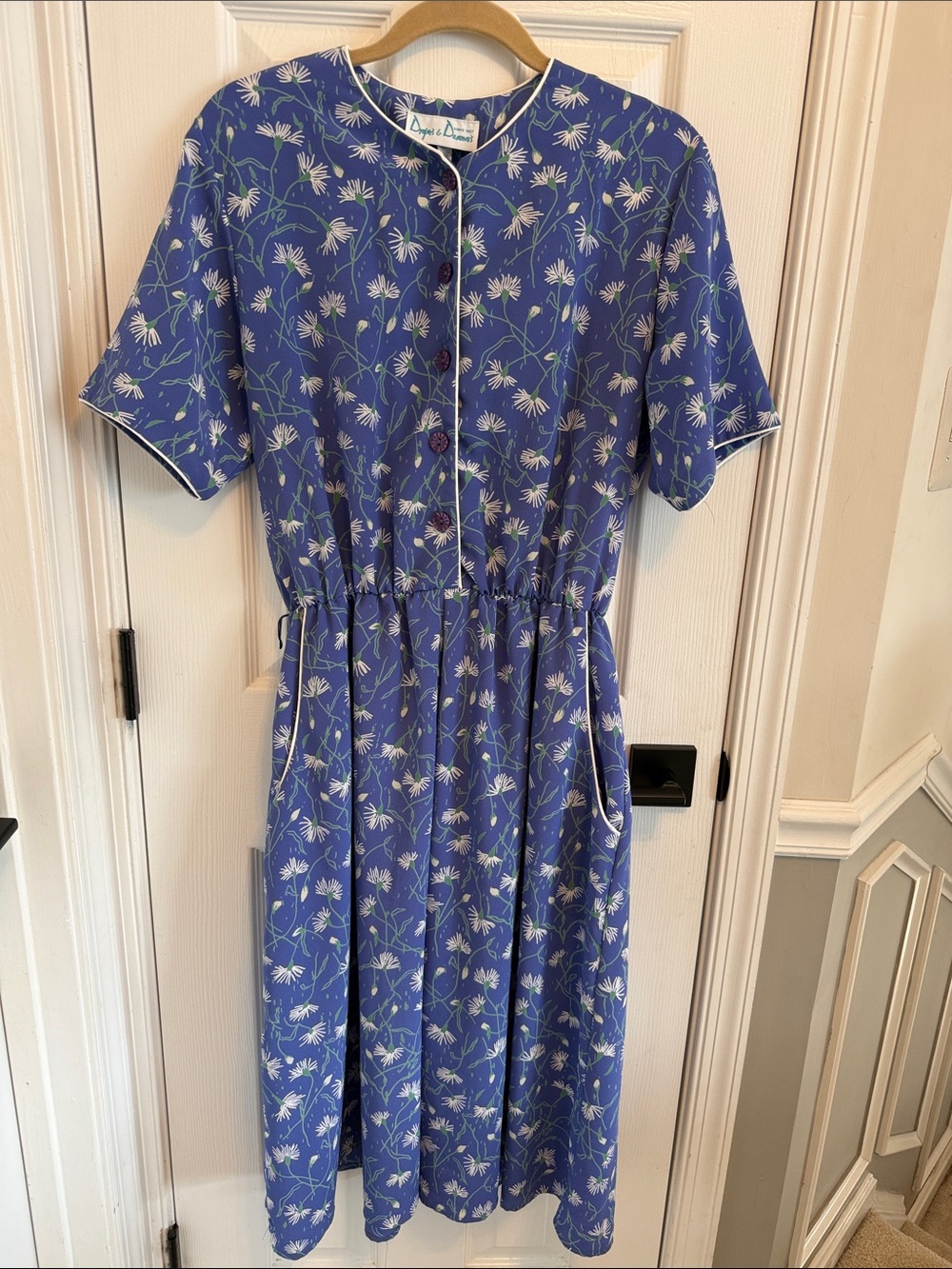 Draper’s & Damon’s Vintage 80s Floral A Line Button Front  Dress Sz 14P